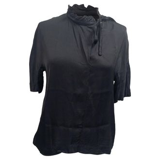 Sandro Sandro Ruffled Neck Blue in Black Viscose