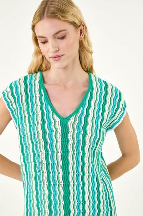Roman Wave Stripe Knit Top