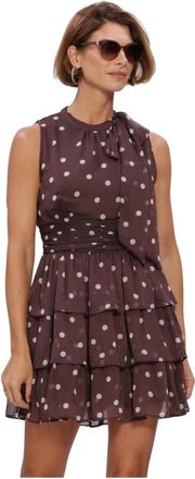 Notre-V May Big Dot Jurk - Dames - Korte kleedjes - Bruin - XL - Kleedjes