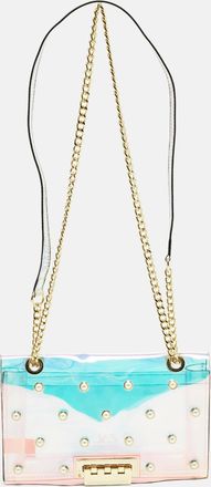 Zac Posen Earthette Pearl Embellished Iridescent Pvc Shoulder Bag