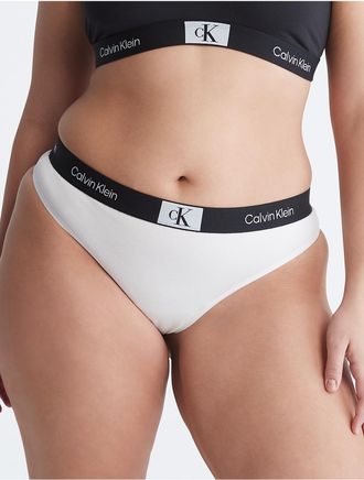 Calvin Klein Womens Calvin Klein 1996 Plus Size Modern Thong - White - 1XL