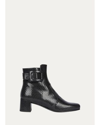 Roger Vivier Tres Vivier 45MM Snakeskin-Embossed Leather Ankle Boots