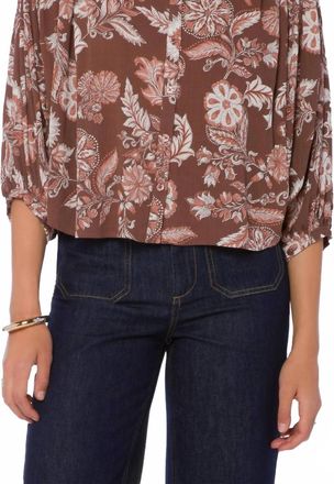 Velvet Heart Harlan Floral Long Sleeve Top In Brown