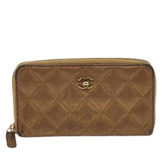 Chanel Pre-owned Gewatteerde Portemonnee - Dames - Vintage Accessoires - Bruin - ONE Size - Leer - Vintage