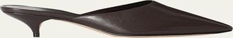 The Row Liisa Leather Kitten-Heel Mules
