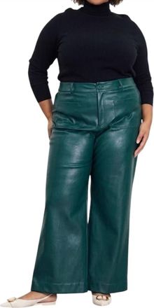 Skies Are Blue Clothing Daxen Faux Leather Pant In Hunter