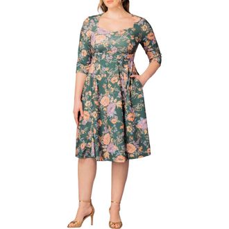 Kiyonna Royal Sweetheart Dress in Green Garden at Nordstrom, Size 5X