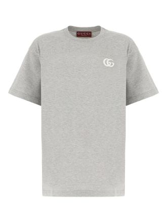 Gucci embroidered logo T-shirt - men - Cotton - L - Grey