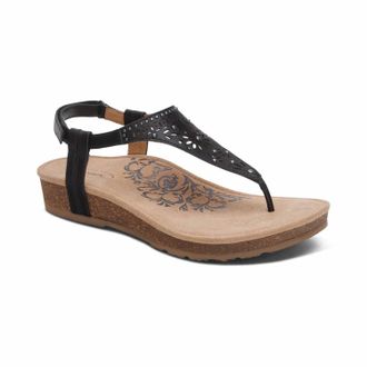 Aetrex Womens Evelyn Thong Sandal In Black