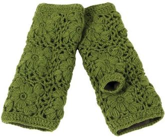 Nirvanna Designs Flower Crochet Handwarmers in Green at Nordstrom