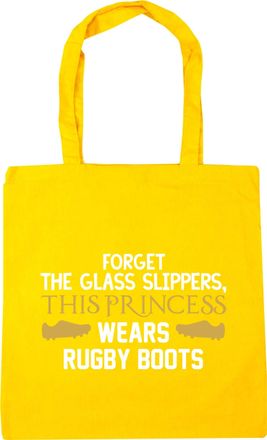 HippoWarehouse Forget the glass slippers this princess wears rugby boots Tote Shopping Gym Beach Bag 42cm x38cm, 10 litres
