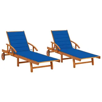 vidaXL Tumbonas Con Cojines 2 Unidades Madera Maciza De Acacia Vidaxl