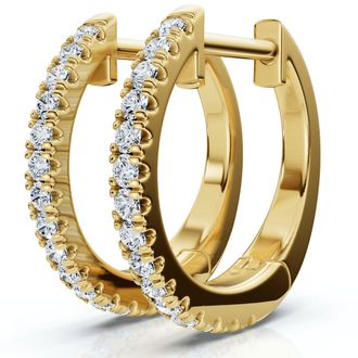 Pompeii3 Small Diamond Hoop Earrings 14k White or Yellow Gold Lab Grown 1/2 Tall