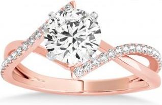 Allurez Diamond Bypass Semi-Mount Ring/Wedding Band in 14k Rose Gold (0.14ct)