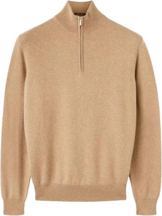 Loro Piana Half-Zip Trui - Heren - Cashmere truien - Bruin - 3XL - Truien & Vesten
