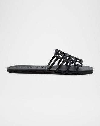Loewe Petal Leather Anagram Slide Sandals