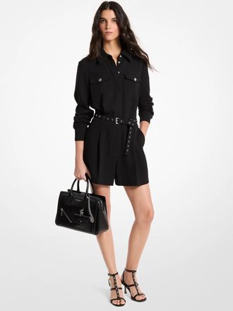 Michael Kors Belted Crepe Romper