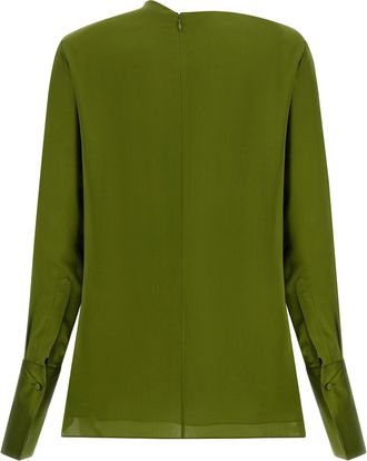 Tom Ford Draped Neck Silk Blouse - olive green
