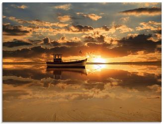 Artland Glasbild »Das Fischerboot im Sonnenuntergang« Boote & Schiffe 1 Stk. tlg. in verschiedenen Grössen