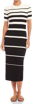 Karen Kane Womens Stripe Ribbed Sweater Midi Dress In Black