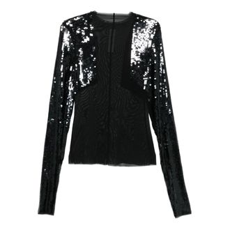 Rick Owens Blouses, female, Black, Size: M Sequin-Embellished Top
