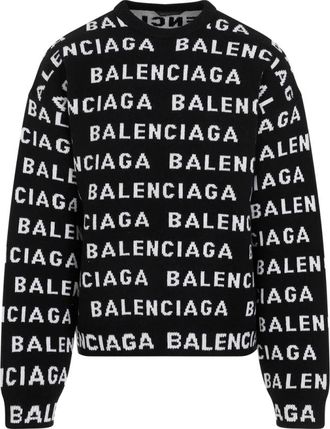 Balenciaga Wol Trui met Ronde Hals - Heren - Ronde hals truien - Zwart - S - Wol - Truien & Vesten