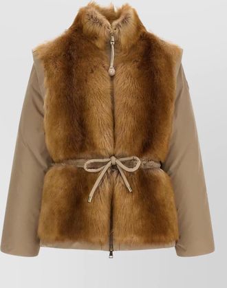 Moncler shearling panel down coat