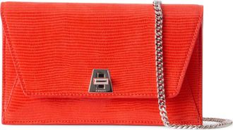 Akris Anouk Lizard Embossed Leather Envelope Wallet on a Chain in Tangerine at Nordstrom