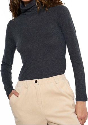 Majestic Filatures Cotton Cashmere Turtleneck Sweater In Anthracite Chine