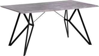 Beliani Beliani - Tavolo Da Pranzo Effetto Cemento Gambe In Metallo Nero 160 X 90 Cm Buscot