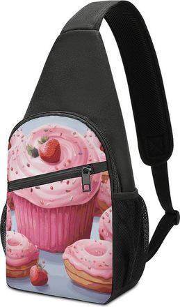 Generic Multipurpose Shoulder Crossbody Bag Pink Donut And Cupcake Rucksack Lightweight,Casual Backpacks for Cycling Outdoor Hiking