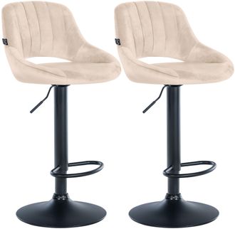 Clp Juego De 2 Taburetes De Bar Milet De Terciopelo Crema Metal Negro Mate