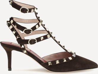 Valentino Garavani D&eacute;collet&eacute; Rockstud in camoscio Woman 38.5