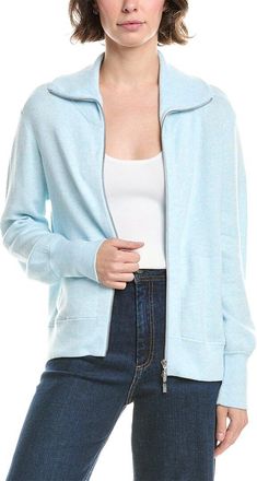 Fort&eacute; Cashmere Short Zip Collared Cashmere-Blend Cardigan