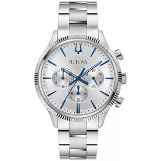 Bulova Classic Chronograph Quartz Silver Dial Mens Watch 96A321
