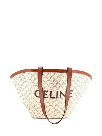Celine Couffin Bag Triomphe Coated Canvas Medium tote bag - Neutrals