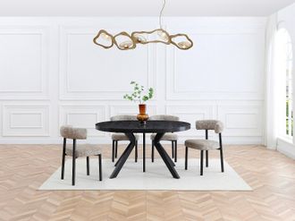 Vente-Unique Tavolo da pranzo allungabile da 6 a 12 coperti in MDF e Acciaio Nero - KOMONI