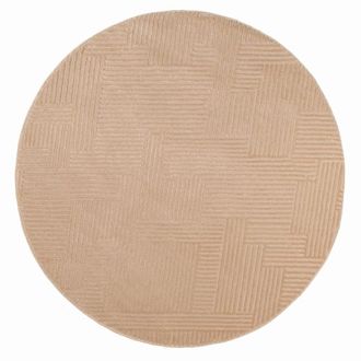 Nazar Rugs Alfombra redonda con motivo geom&eacute;trico en relieve - crema - d160 cm