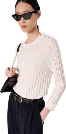 Gerard Darel Lhena Openwork Detail Sweater in Ecru at Nordstrom, Size X-Large
