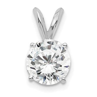 Diamond2Deal 14k White Gold 1 Ct Certified Round Lab Grown Diamond Solitaire Pendant