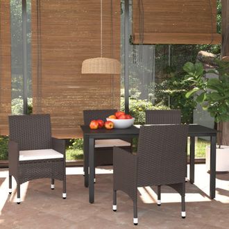 vidaXL Juego Muebles Jard&iacute;n 5 Pzas Con Cojines Rat&aacute;n Sint&eacute;tico Marr&oacute;n Vidaxl