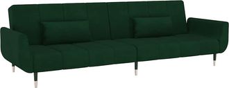 vidaXL Sof&aacute; Cama De 2 Plazas Con Dos Cojines Terciopelo Verde Oscuro Vidaxl