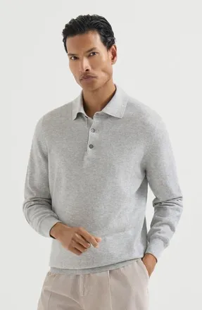 Brunello Cucinelli Cashmere knit polo shirt in Pebble at Nordstrom, Size 52