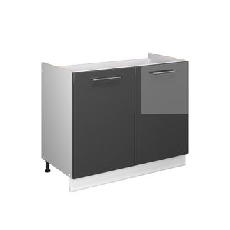 Vicco Mueble Bajo Para Fregadero Fame-line, Antracita Alto Brillo/blanco, 100 Cm Sin Encimera, Vicco