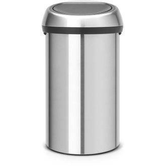 Brabantia Touch Bin Pattumiera in Acciaio, Coperchio Inox Satinato, 60 L, Inox Satinato