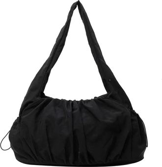 Generic Casual Sewing Thread Shoulder Bags for Women - Zipper Handbags with Soft Interior Compartment(Black)