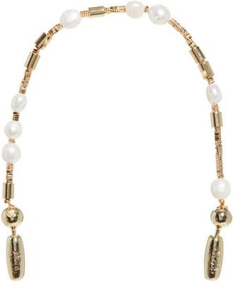 OSSA Banded Freshwater Pearl Wrist Strap in Pearl /Gold at Nordstrom