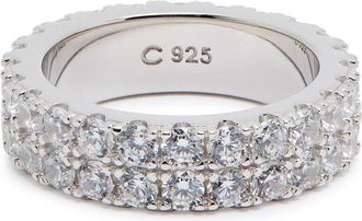 Cernucci Cernucci Crystal-embellished Sterling Silver Ring - 8 (3XL)