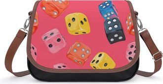 Generic Colorful Dice Small Womens Crossbody Bags Shoulder Handbag with Adjustable Strap for Travel