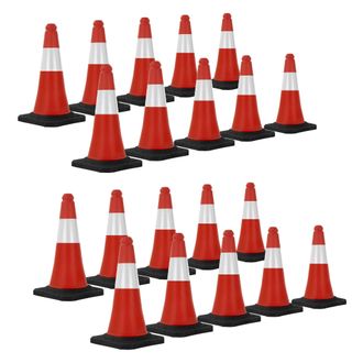 ECD Germany Ecd Germany - 20x Cono De Tr&aacute;fico Obra Pieza De Se&ntilde;alizaci&oacute;n Emergencia Color Rojo Y Blanco 51 Cm De Altura Con Base Pesada Y Robusto Pil&oacute;n De Segurid